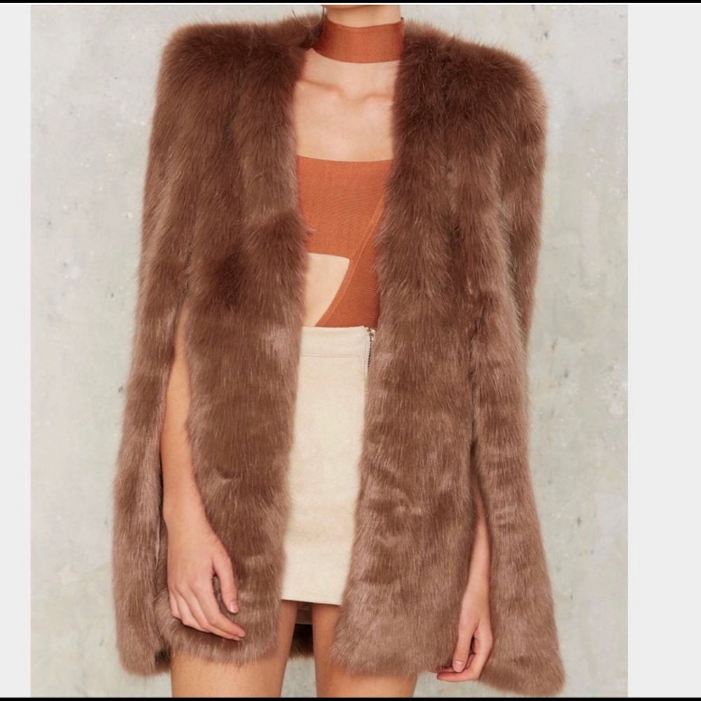 Nasty gal dead disco faux fur cape